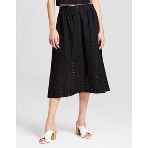 Mossimo black midi eyelet skirt